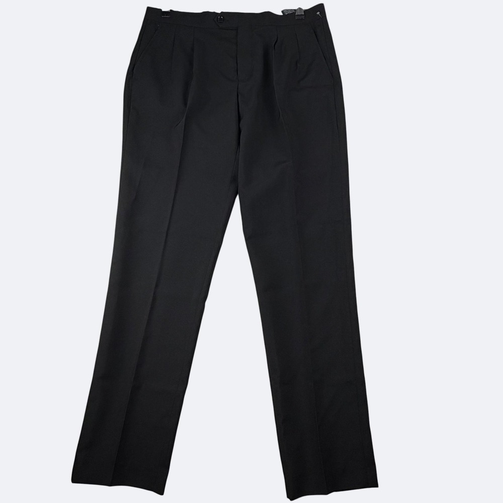 OPPOSUITS Tuxedo Pants Men Waist 36 In Black Pleated Straight Leg Formal Wedding